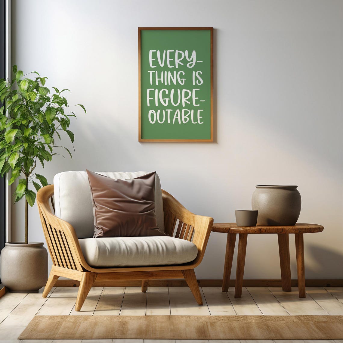 Everything Is Figureoutable Sage Green Hand Lettered Quote Poster