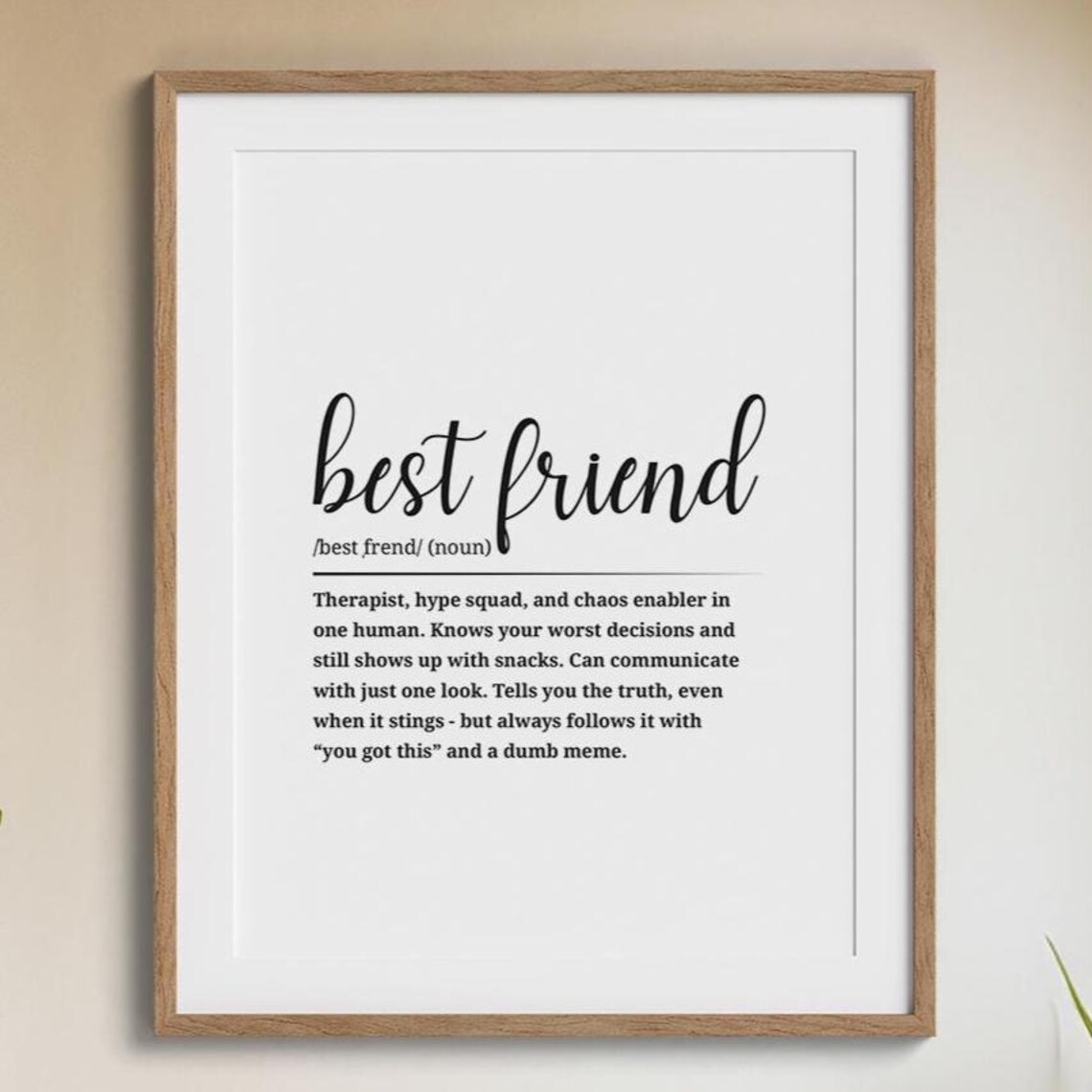 Best Friend Definition Dictionary Style Therapist Hype Squad Quote Poster