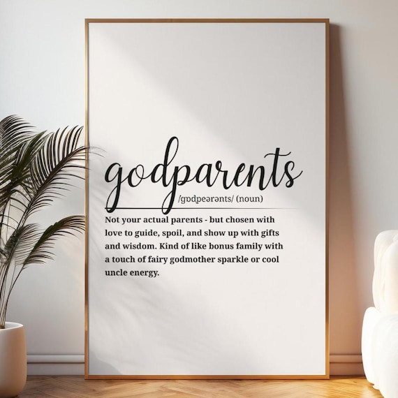 Godparents Definition Script Typography Family Word Art Quote Poster