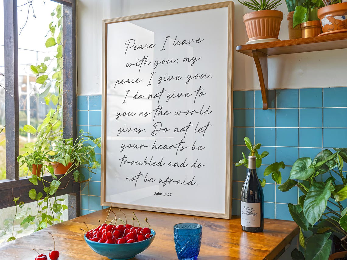 John 14:27 Bible Verse Art Print, Christian Decor - Image 3