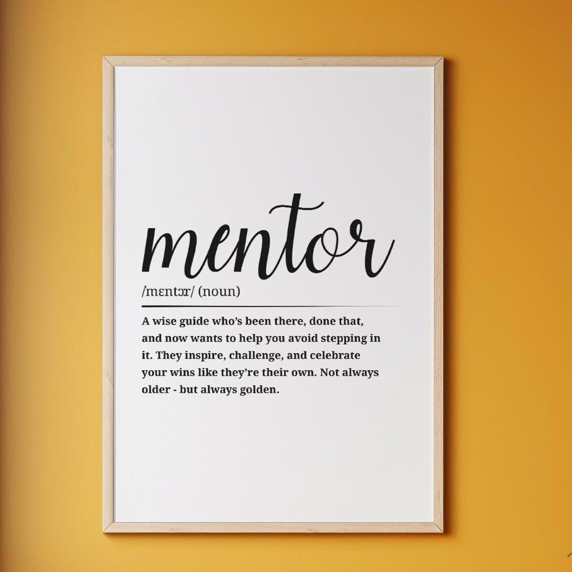 Mentor Definition Motivational Art Print, Office Decor
