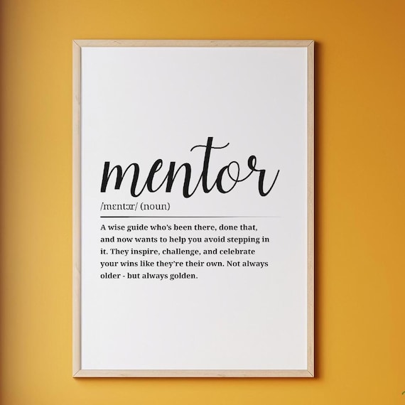 Mentor Definition Motivational Art Print, Office Decor