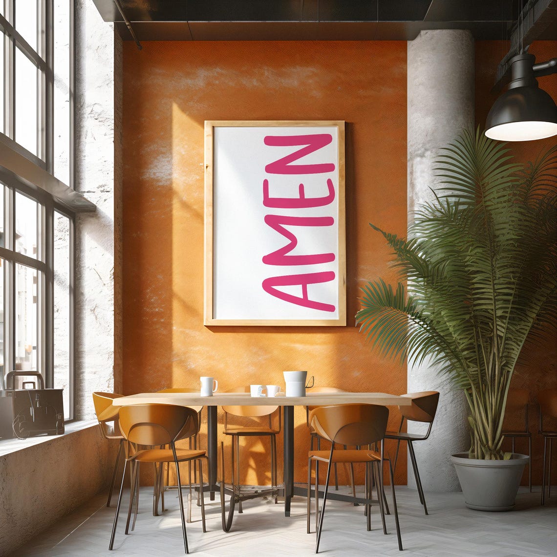 Amen Pink Handwritten Script Typography Christian Faith Art Poster - Image 3