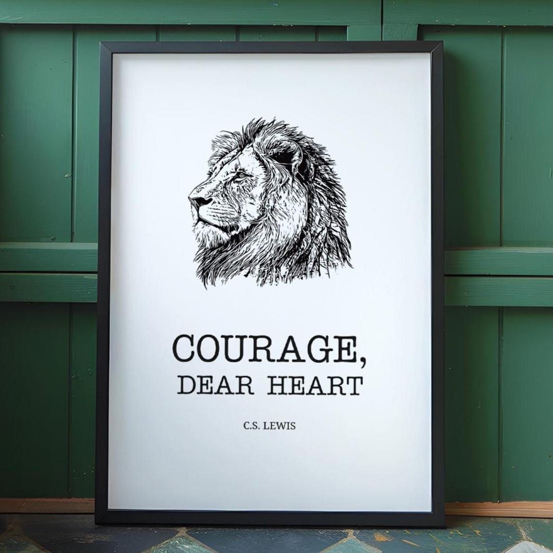 Courage Dear Heart Cs Lewiswall Art Lewis Wall Decor Book Page Inspirational Quote