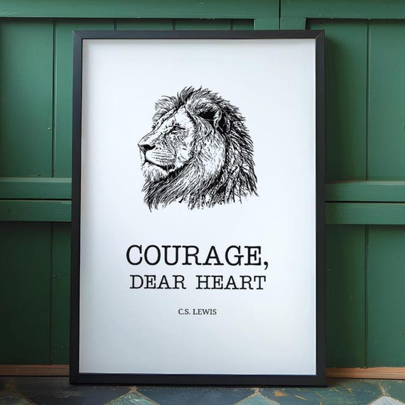 Courage Dear Heart Cs Lewiswall Art Lewis Wall Decor Book Page Inspirational Quote