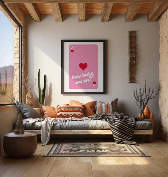 How Lucky Are We Wall Art Bar Cart Decor Trendy Poster Bedroom Living Room