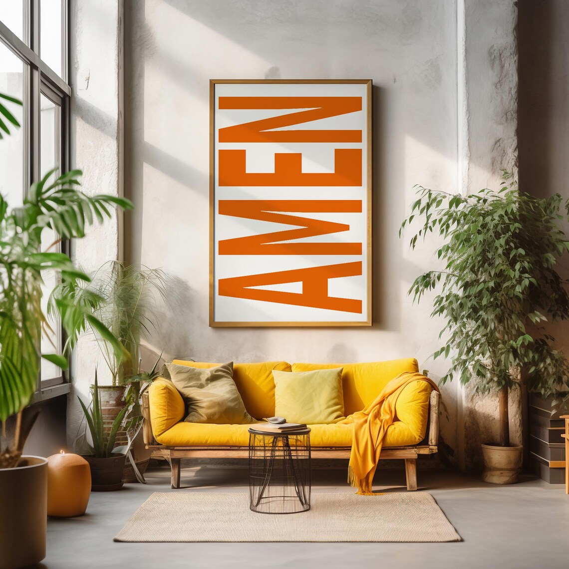 Amen Bold Orange Typography Modern Christian Faith Art Poster - Image 4