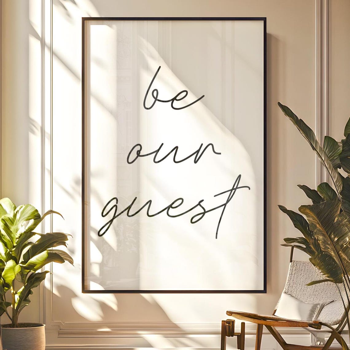 Be Our Guest Script Hand Lettered Welcome Entryway Wall Decor Poster