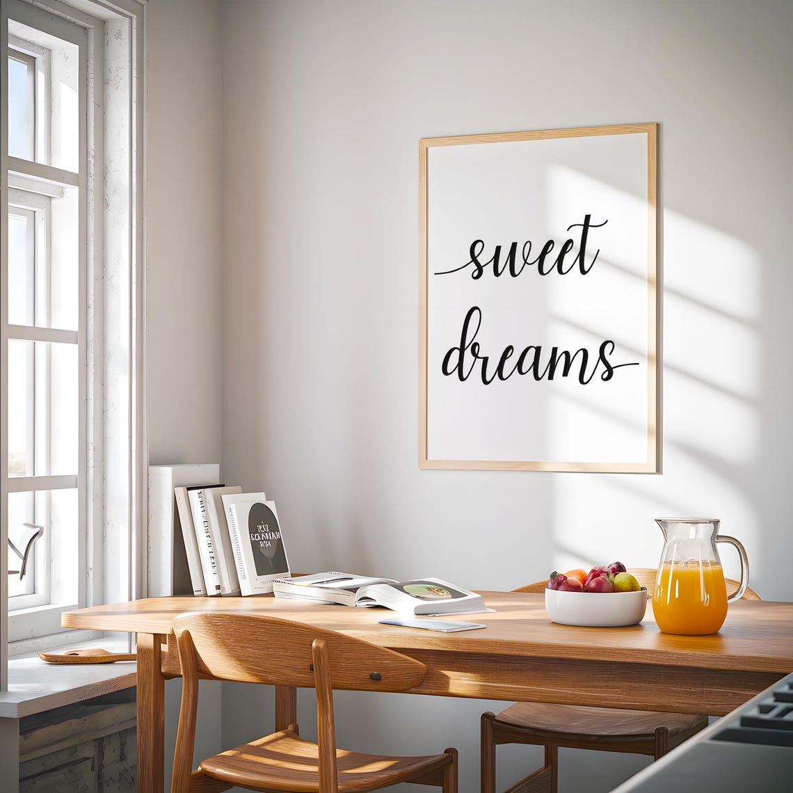 Sweet Dreams Script Typography Minimalist Bedroom Night Quote Poster - Image 3
