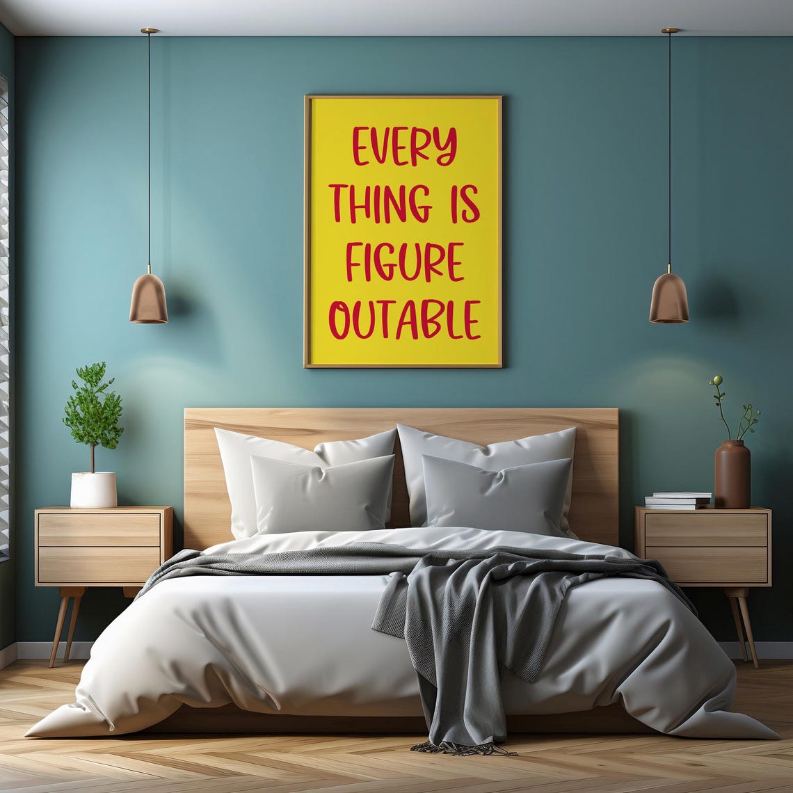 Everything Is Figureoutable Red On Yellow Cheerful Quote Poster - Image 5