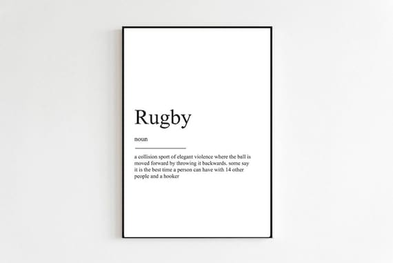 Rugby Definition Funny Sport Phrases Wall Art Print