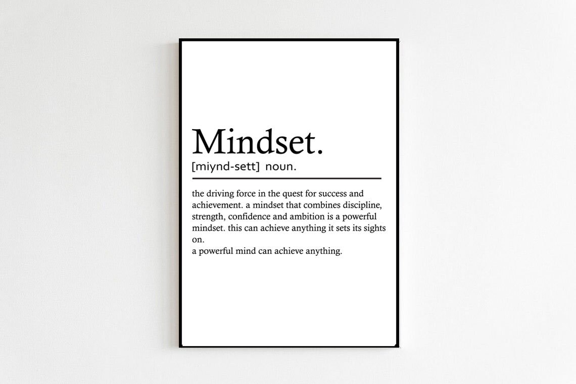Mindset Definition Art Print, Office Wall Decor