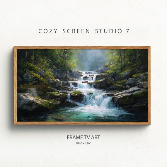 Waterfall Frame TV Art, Tropical Decor