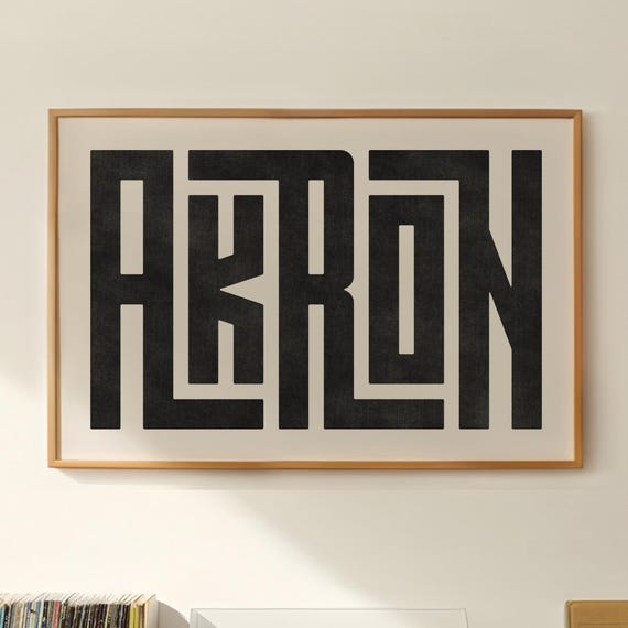 Akron Ohio Typography Art Print, Minimalist Poster