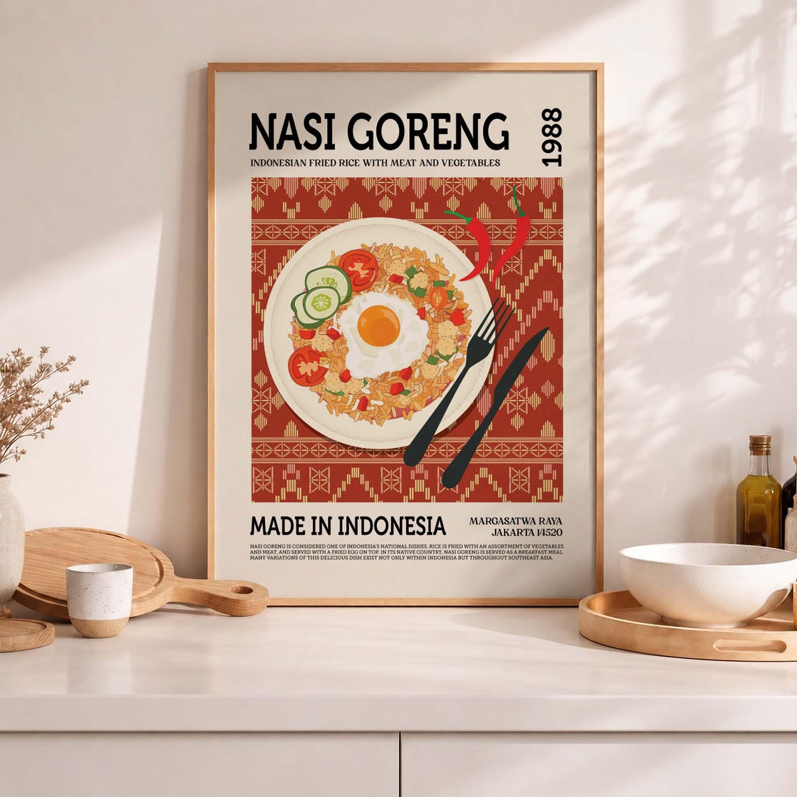 Nasi Goreng 1988 Retro Indonesian Fried Rice Kitchen Wall Poster