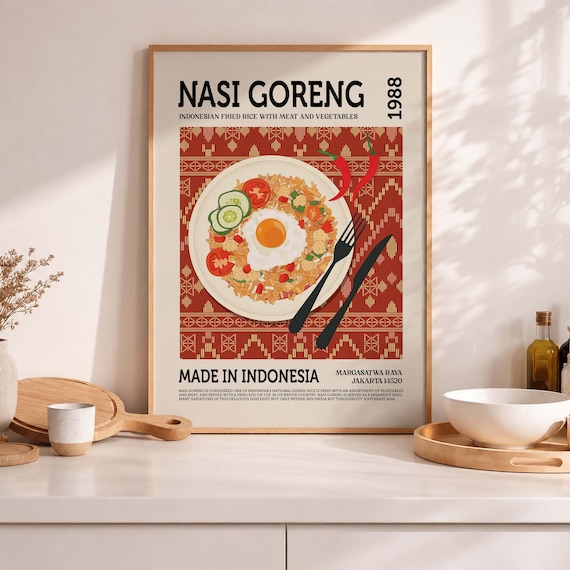Nasi Goreng 1988 Retro Indonesian Fried Rice Kitchen Wall Poster