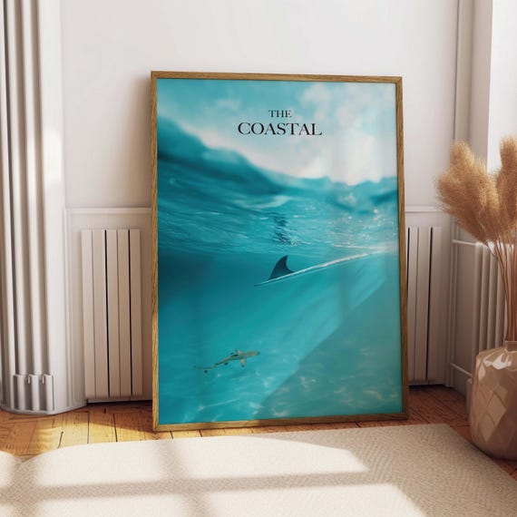 Shark Art Print, Coastal Ocean Beach House Decor