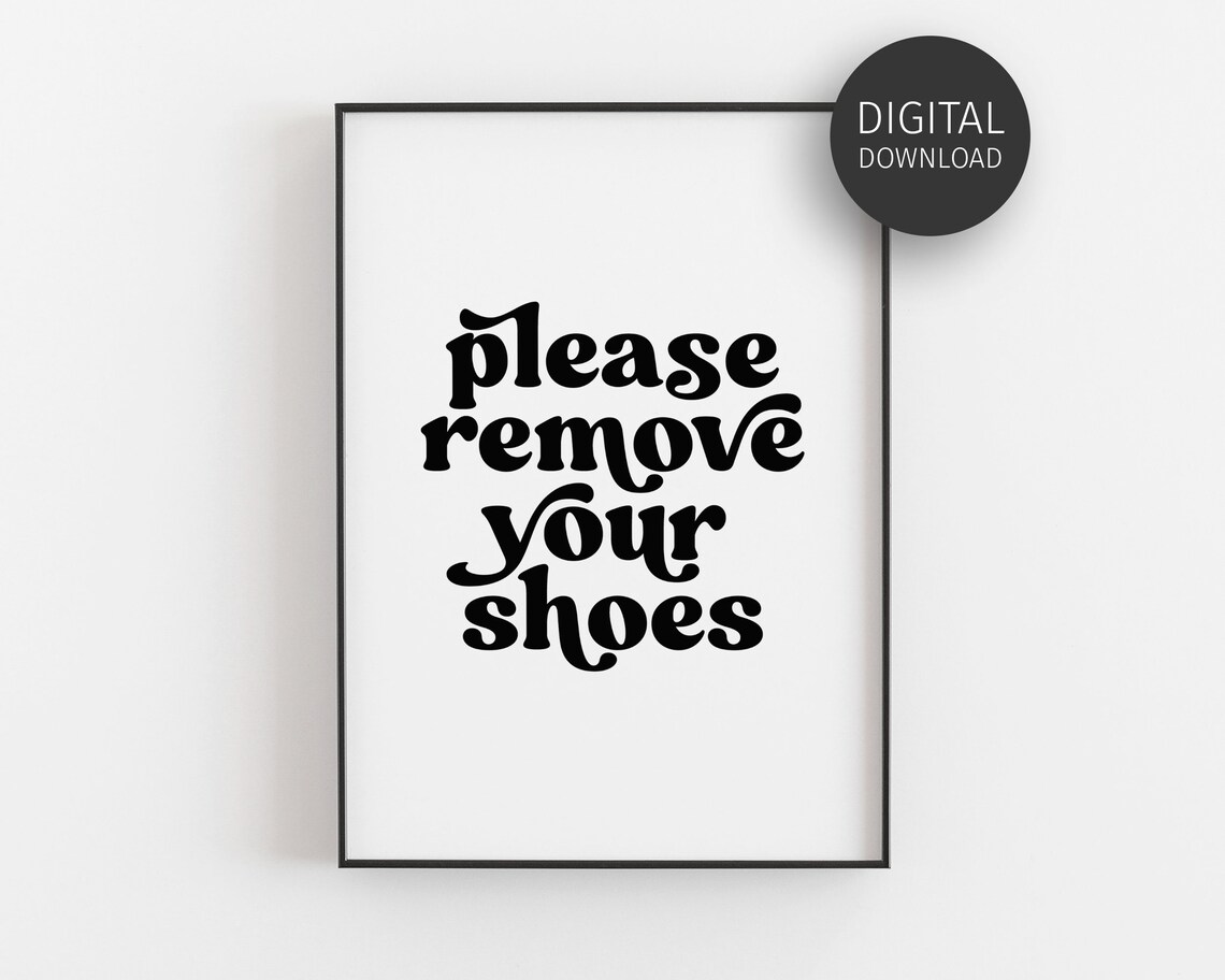 Please Remove Your Shoes Sign Retro Entrance Poster