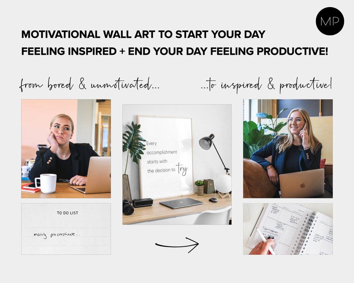 Every Accomplishment Starts With The Decision To Try Minimalist Poster - Image 3