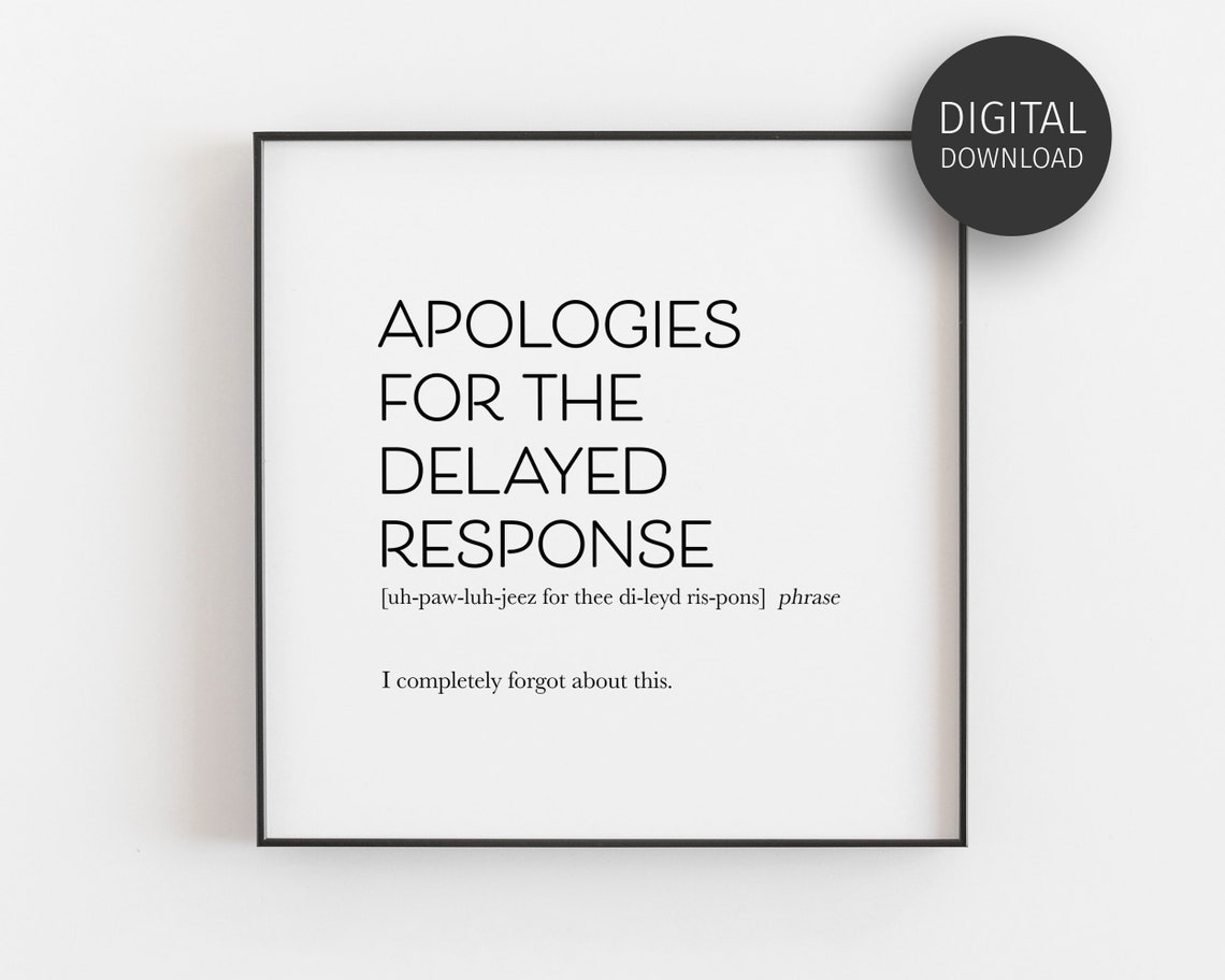 Apologies For The Delayed Response Funny Office Definition Quote Poster