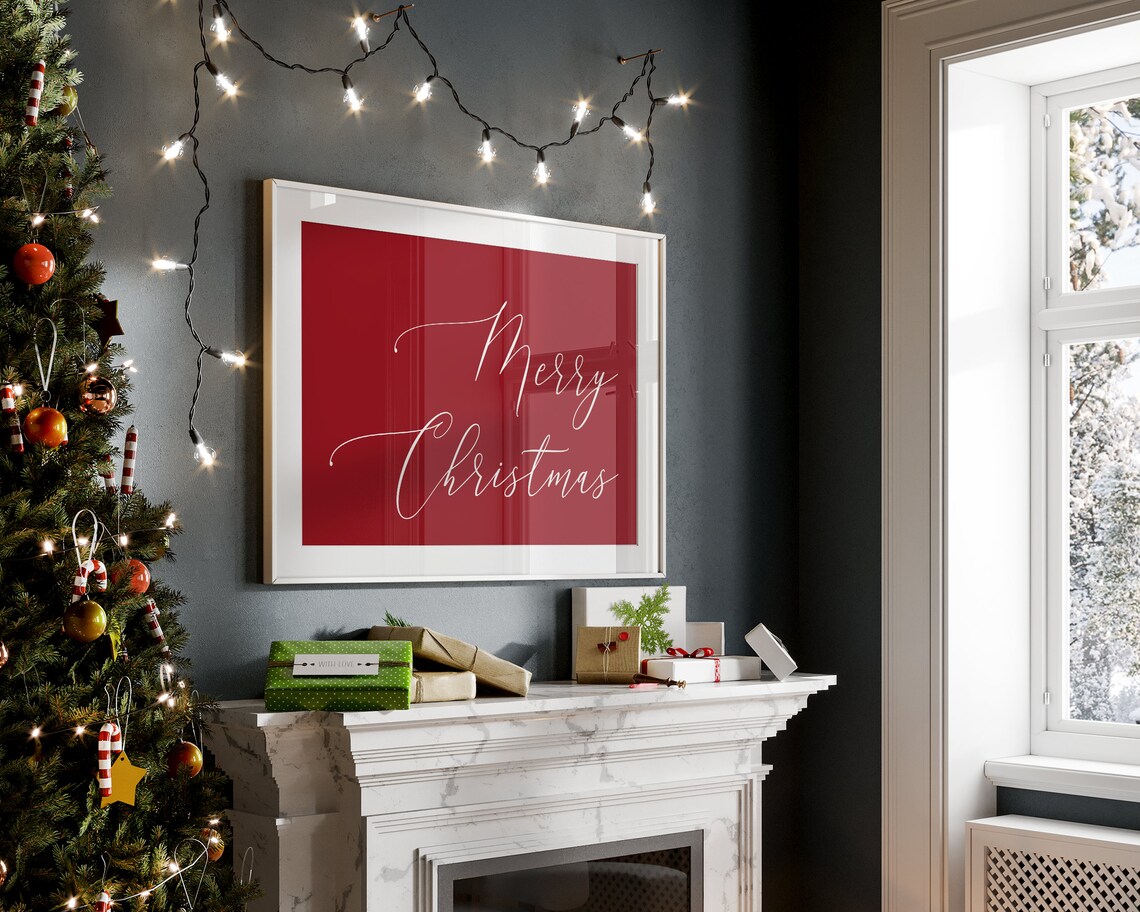 Merry Christmas Red Holiday Wall Art Poster - Image 3