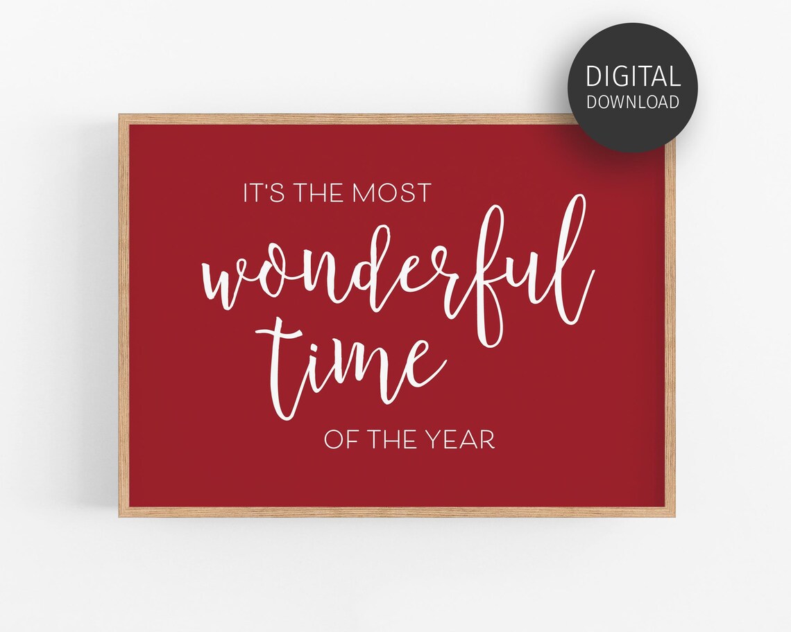 Classic Christmas Print Farmhouse Christmas Festive Holiday Decor Christmas Wall Art Most Wonderful Time Of The Year Poster