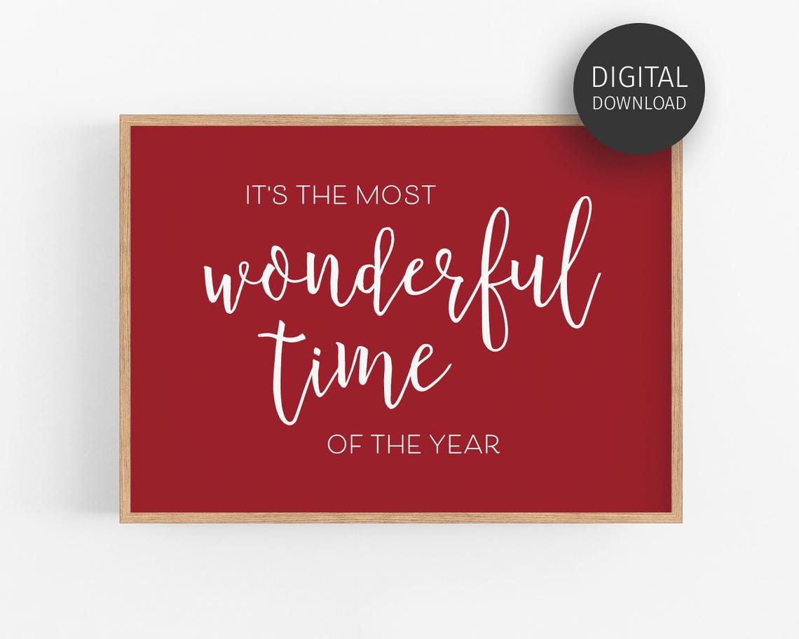 Its The Most Wonderful Time Of The Year Red Christmas Script Poster