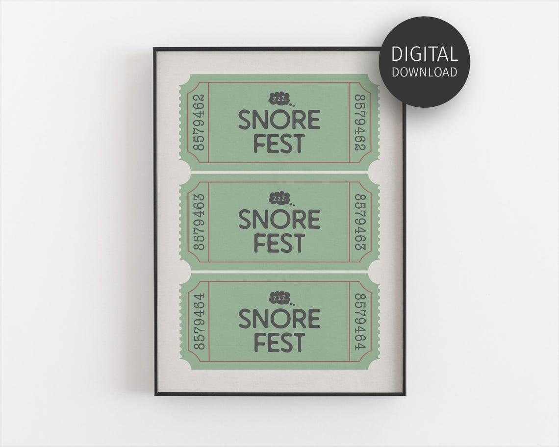 Snore Fest Vintage Cozy Sleep Ticket Trio Green Bedroom Wall Art