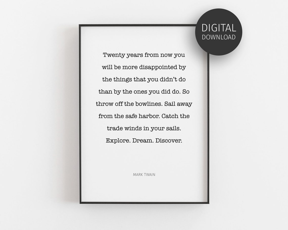 Mark Twain Explore Dream Discover Quote Typewriter Typography Poster