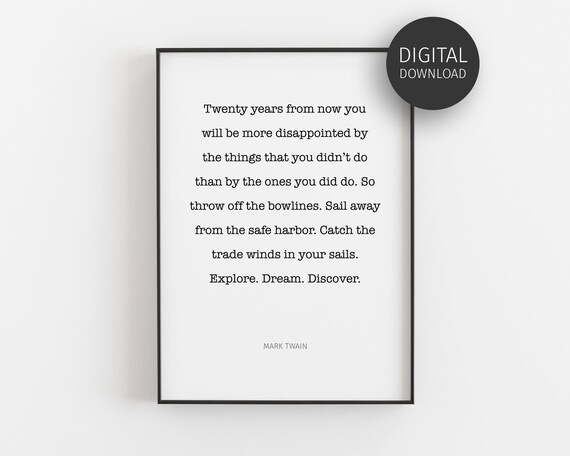 Mark Twain Explore Dream Discover Quote Typewriter Typography Poster