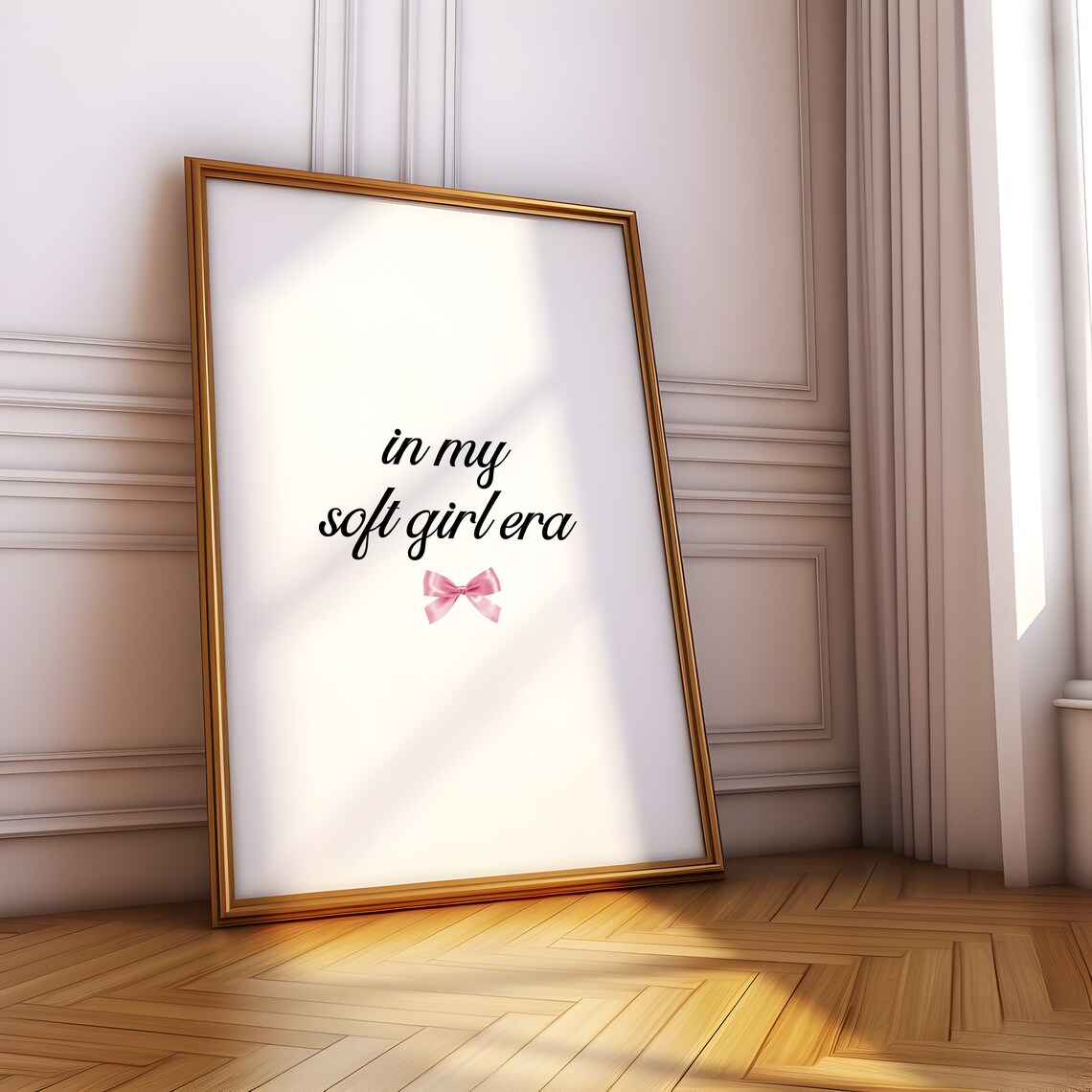 In My Soft Girl Era Pink Bow Trendy Minimalist Quote Art Poster - Image 4