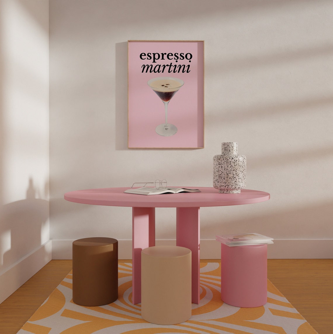 Espresso Martini Pink Cocktail Glass Martini Bar Cart Poster - Image 4