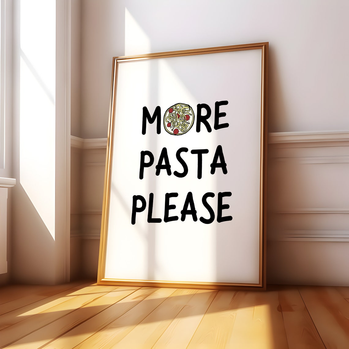 More Pasta Please Cute Italian Kitchen Typography Decor Poster - Image 4