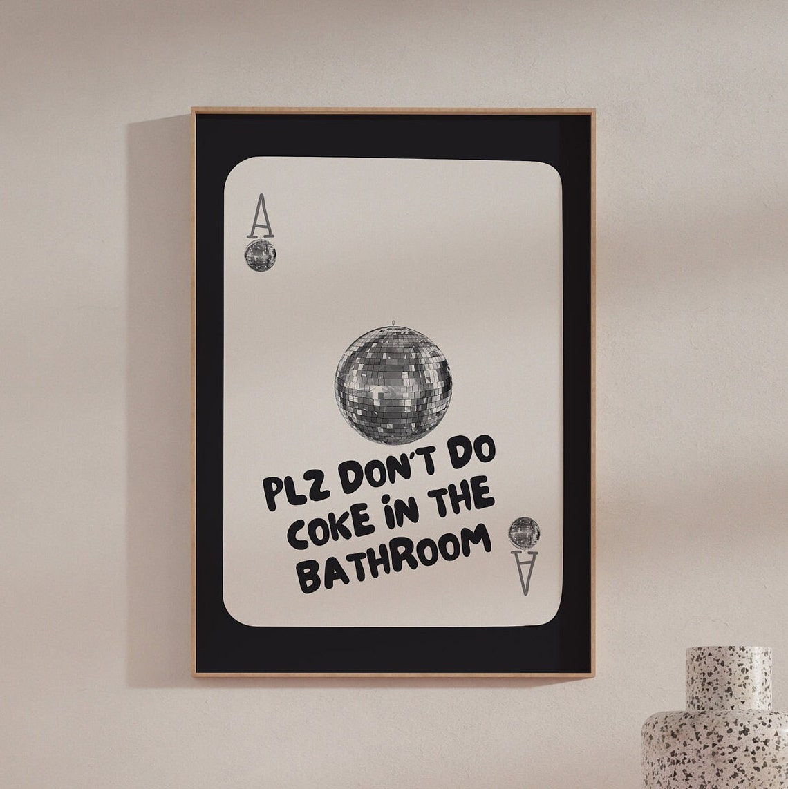 Plz Don't Do Coke In The Bathroom Funny Disco Ball Card Poster - Image 4