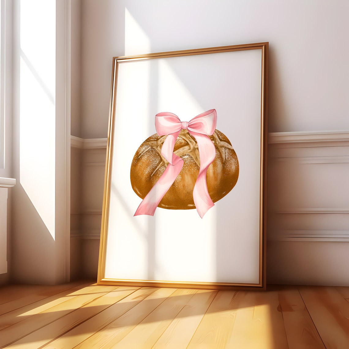 Pink Bow Glazed Pastry Watercolor Coquette Kitchen Art Print - Image 4