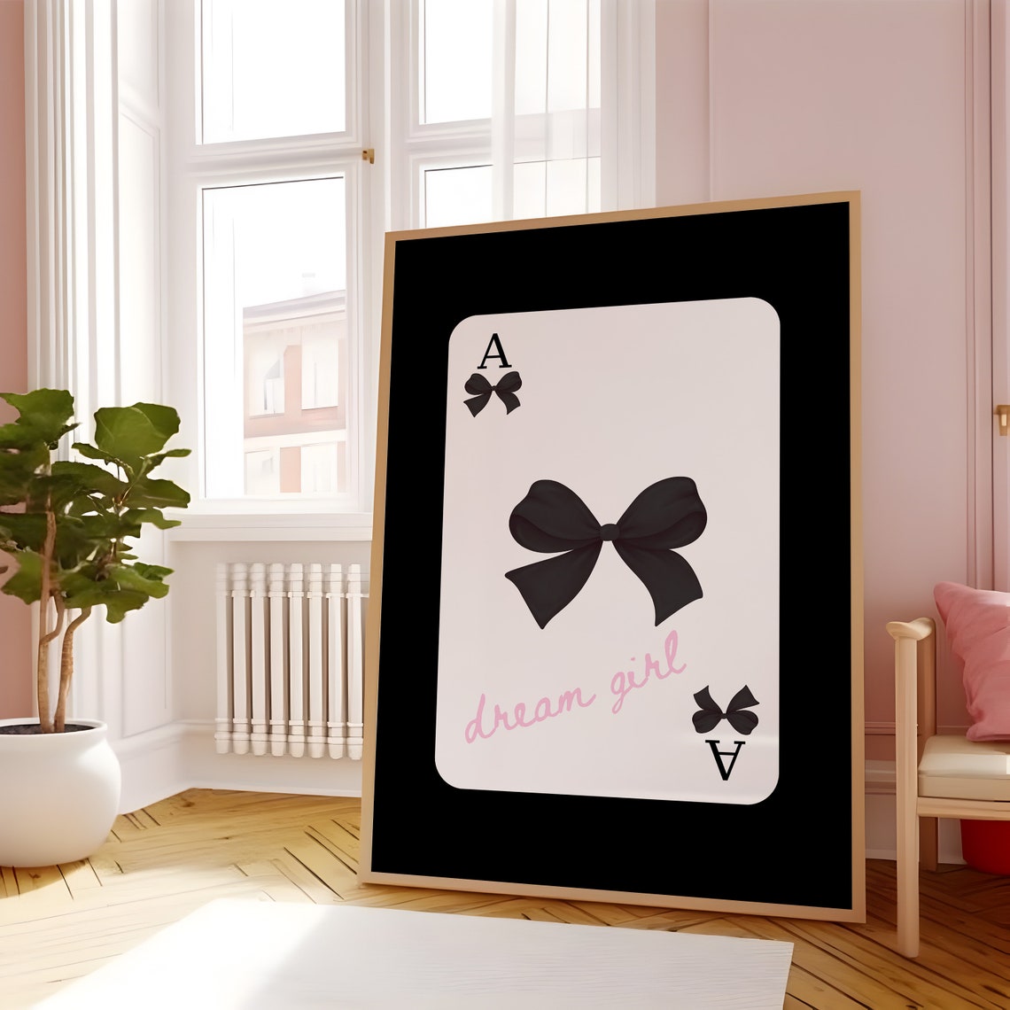 Dream Girl Ace Card Black Bow Coquette Aesthetic Illustration Poster - Image 5