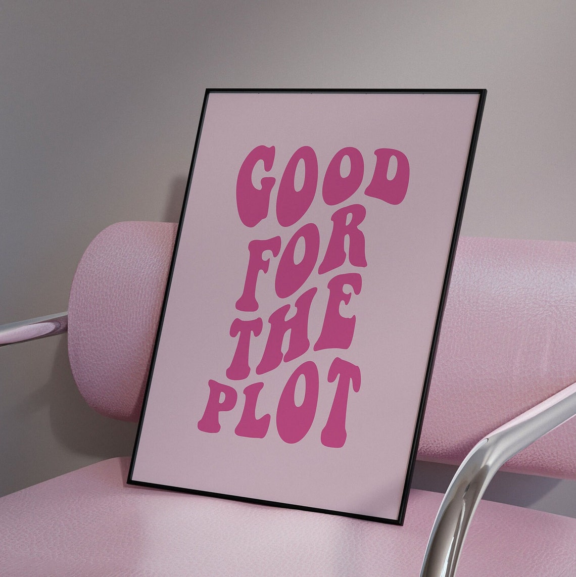 Good For The Plot Retro Pink Wavy Bubble Quote Typography Poster - Image 4