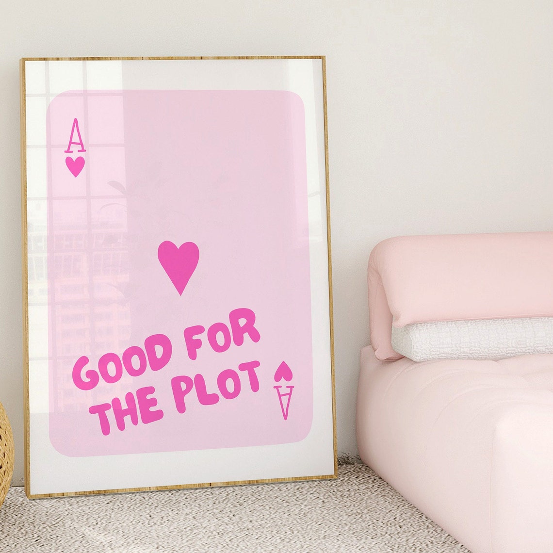Good For The Plot Pink Ace Of Hearts Playing Card Design Poster - Image 4