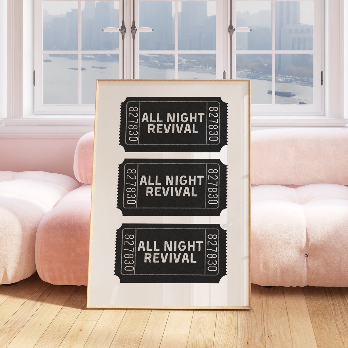 All Night Revival Black Vintage Tickets Retro Cowgirl Art Poster - Image 4