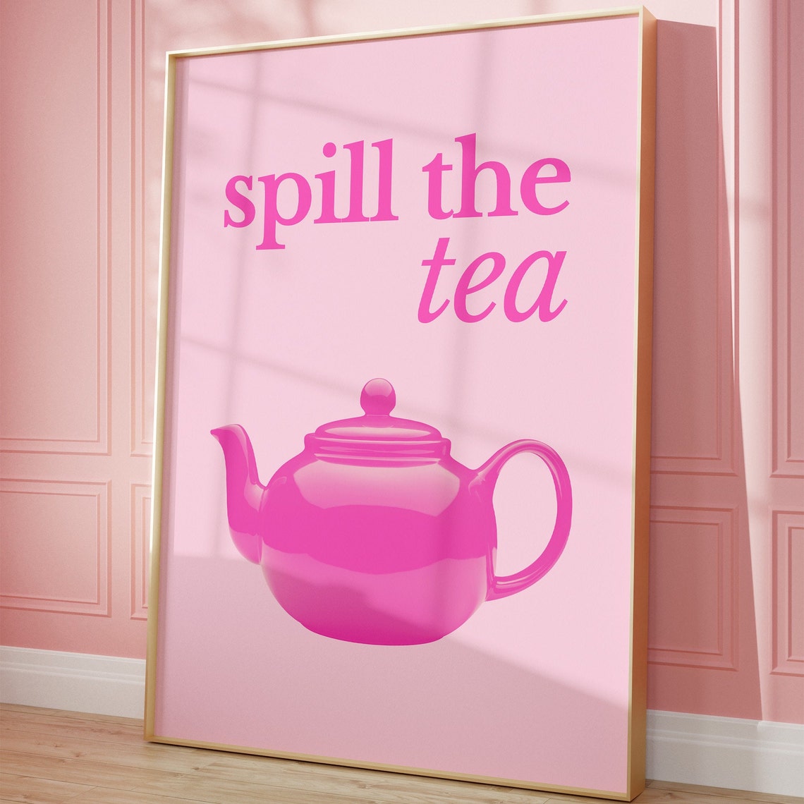 Spill the Tea Pink Teapot Retro Kitchen Saying Decorative Poster - Image 4