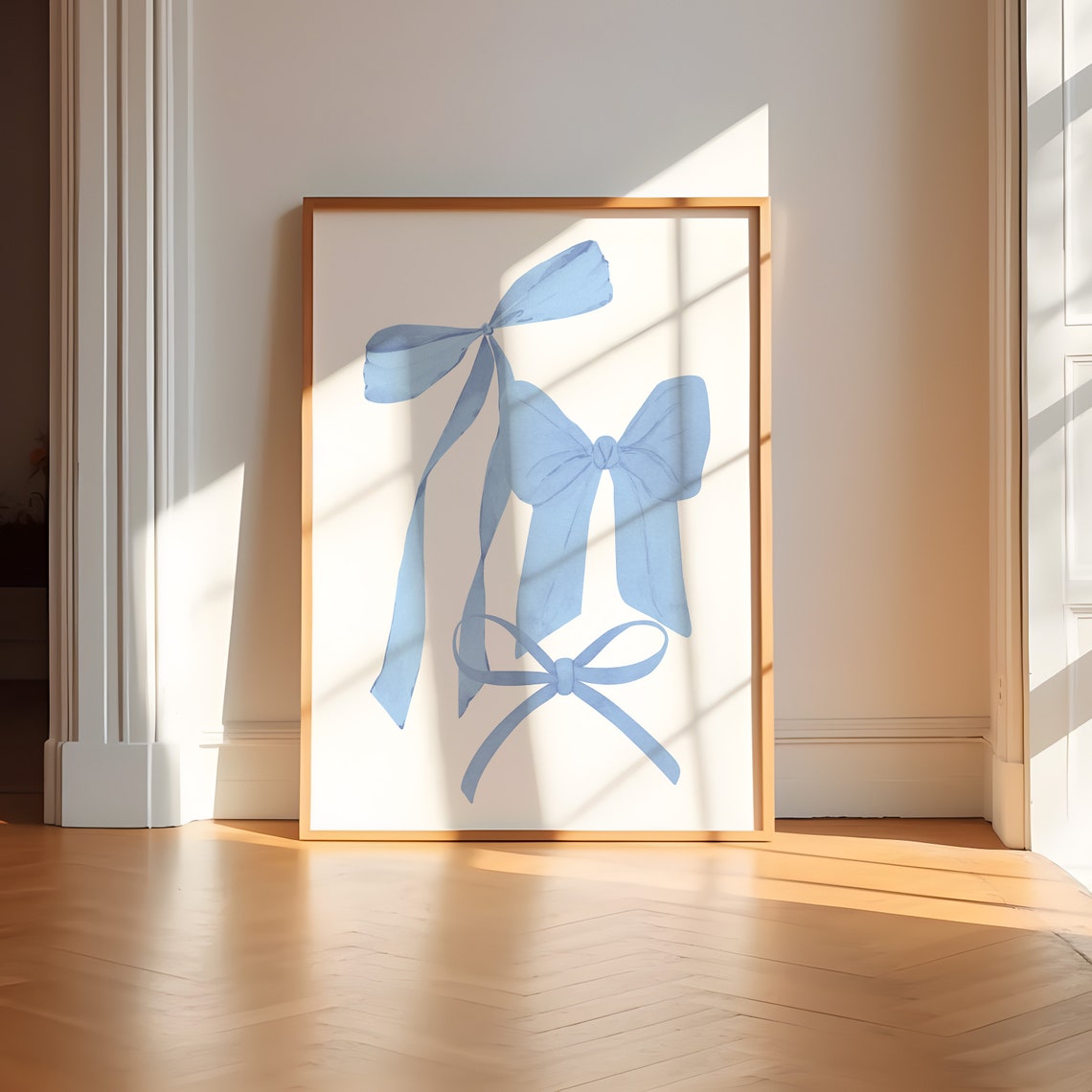 Blue Watercolor Bow Trio Balletcore Aesthetic Room Decor Poster - Image 2