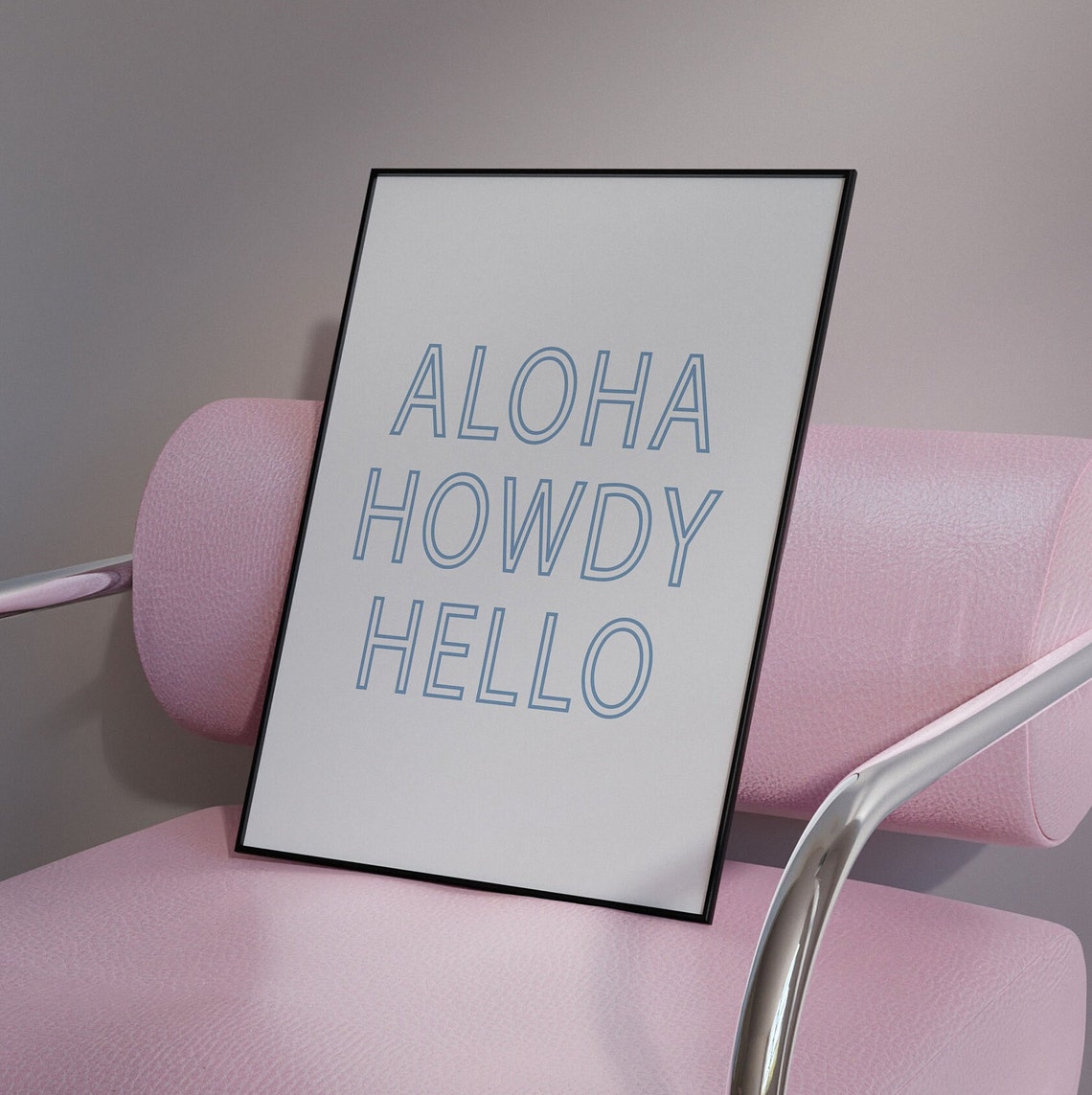 Aloha Howdy Hello Trendy Cowgirl Coastal Wall Art Cowgirl Coastal Blue Western Inspired Wall Art Trendy College Gallery Wall Art Poster - Image 3