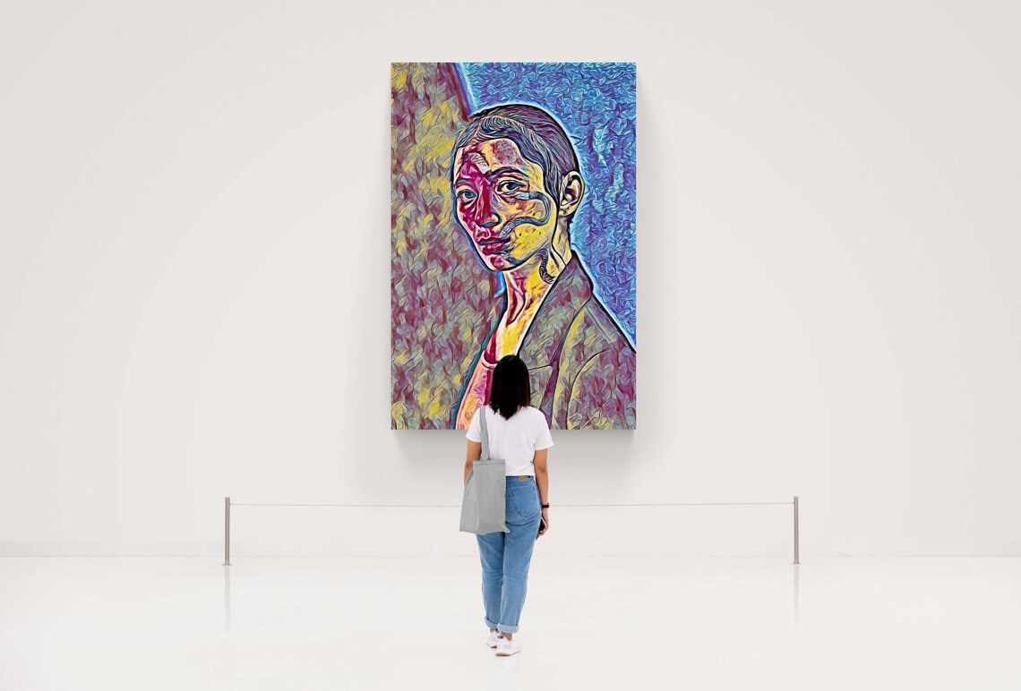 Woman Portrait in Red Yellow and Blue Pop Art Style Print Art - Image 3