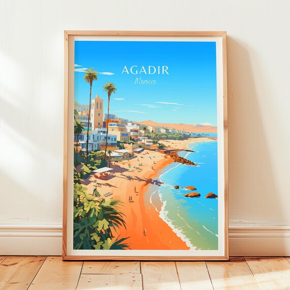 Agadir Travel Poster Morocco Wall Art The Perfect Gift And A Lasting Travel Memory Art Print