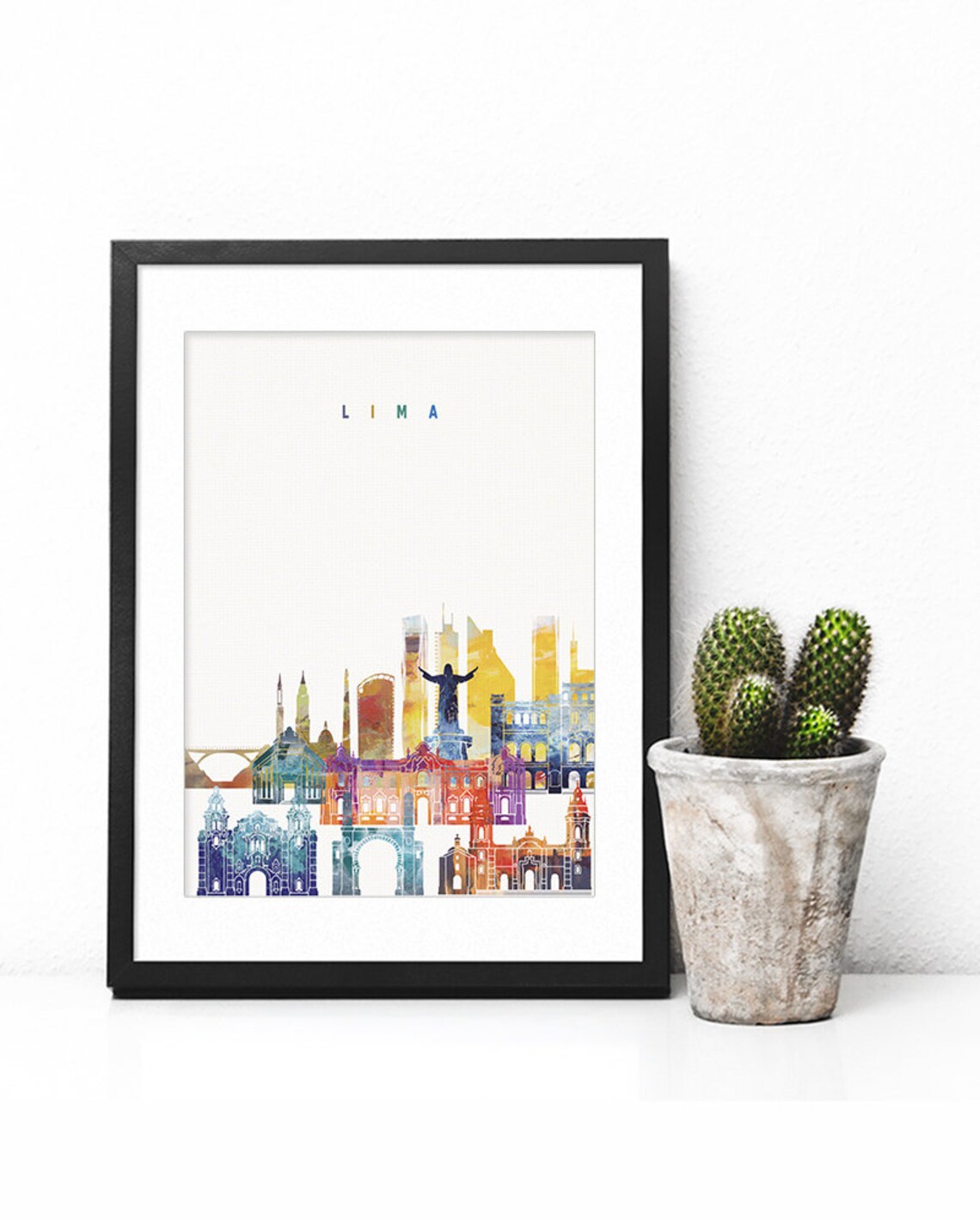 Lima Skyline Vibrant Watercolor Peru City Panorama Art Poster - Image 2
