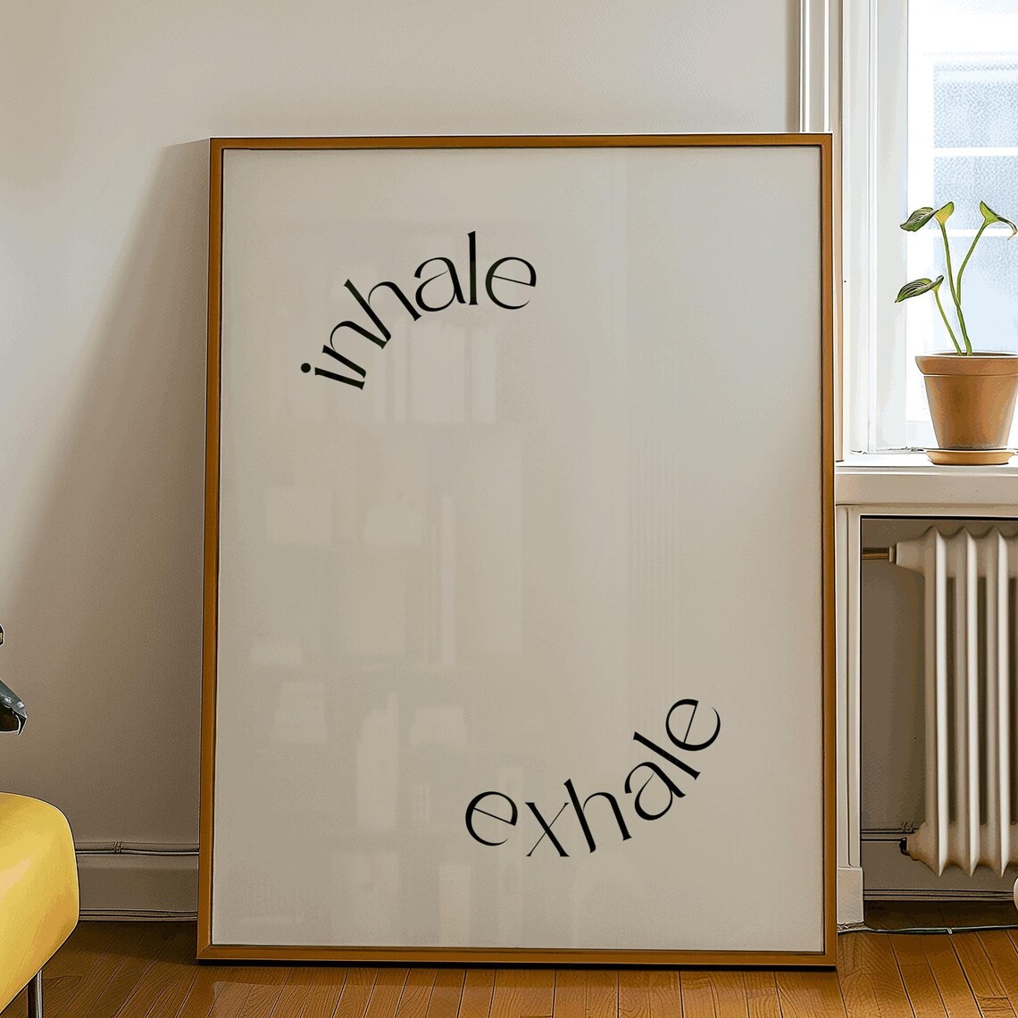 Inhale Exhale Curved Serif Typography Mindful Breathing Quote Wall Art
