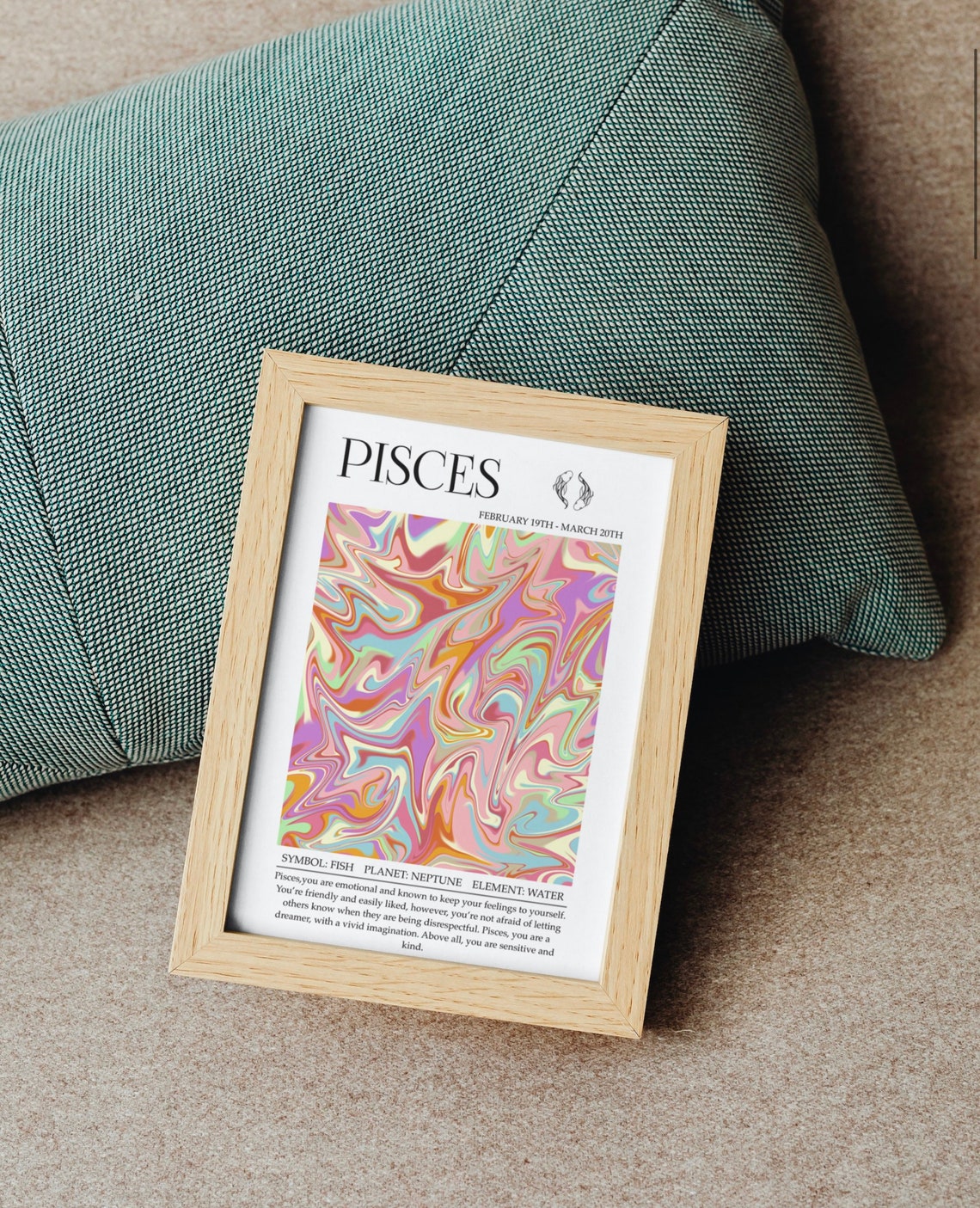 Pisces Zodiac Print, Astrology Birthday Gift - Image 3