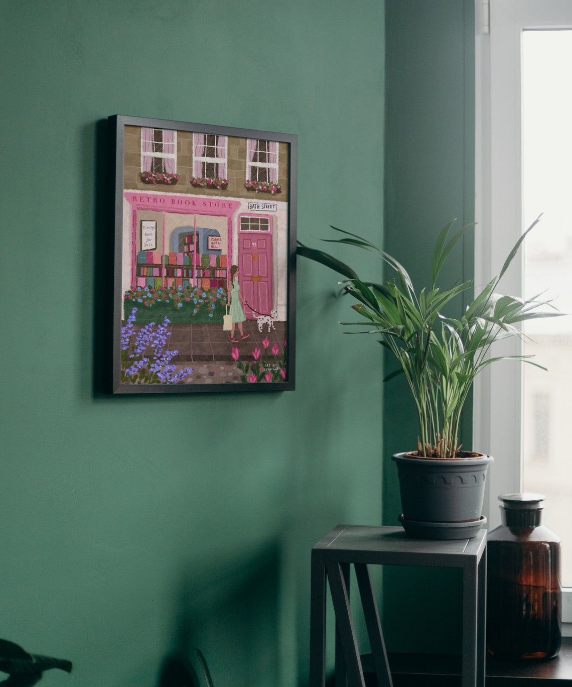 Retro Book Store Art Print, Bookshop Reading Art - Image 2