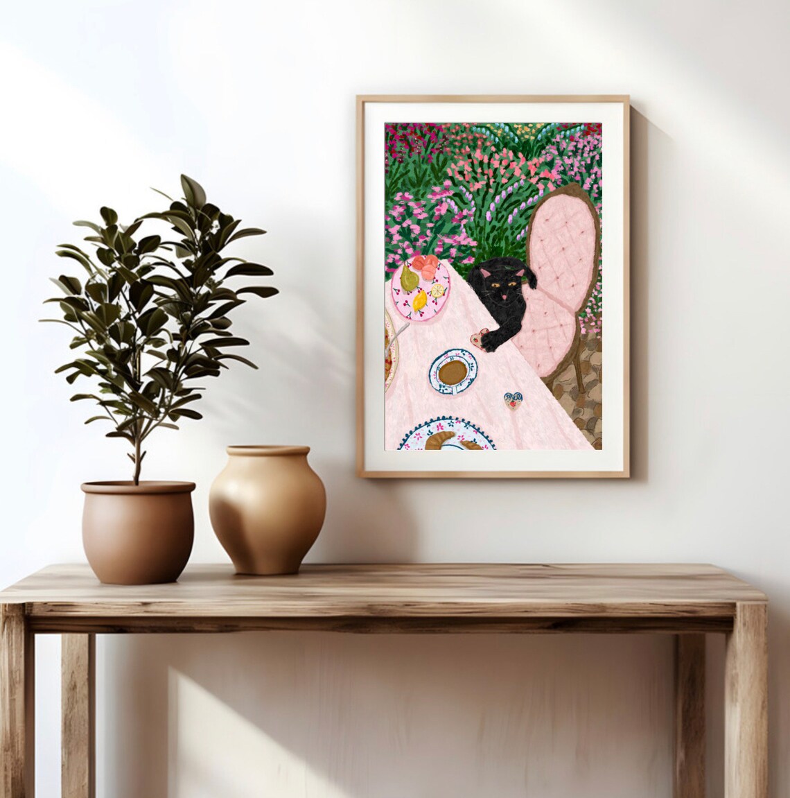 Garden Cat Print, Floral Cat Art Print - Image 2