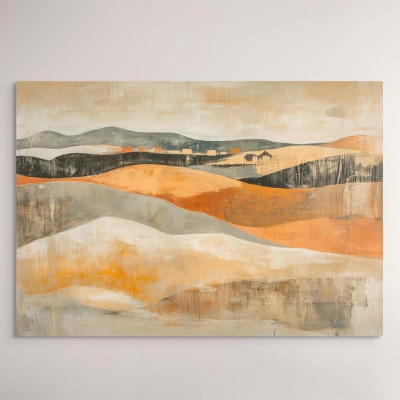 Abstract Landscape Oil Painting Print Vintage Landscape Wall Art Rustic Wall Art Nature Artwork Aesthetic Hanging Abstract Wall Art